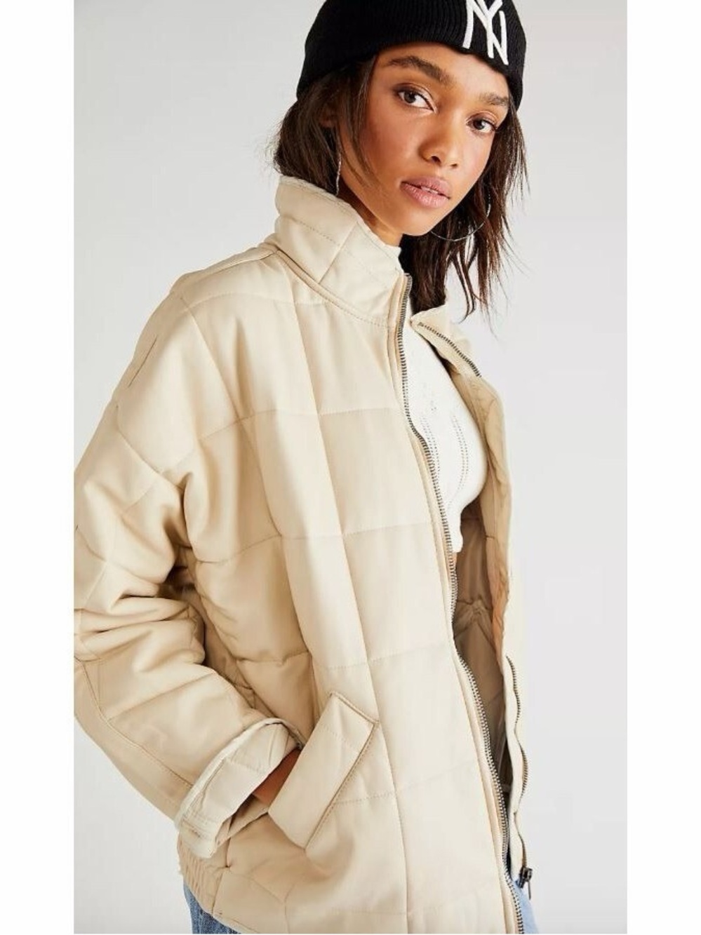 We the Free Dolman Quilted Vegan Leather Puffer Jacket